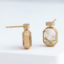 Load image into Gallery viewer, Bottle vertical rutilated quartz earrings
