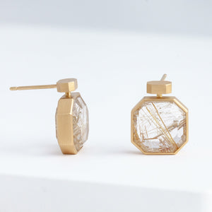 Bottle rutilated quartz earrings