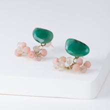 Load image into Gallery viewer, Fairy emerald and pink stone earrings
