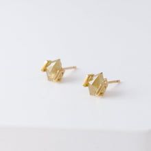Load image into Gallery viewer, Band yellow rustic diamond studs
