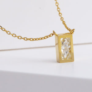 Position yellow gold rectangle frame marquis diamond necklace (No. 2617)