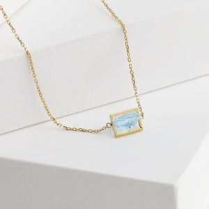 Band one-of-a-kind oval aquamarine necklace