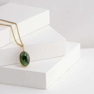 Picture frame green tourmaline necklace