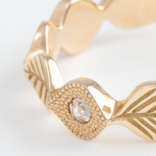 Load image into Gallery viewer, Leaf milgrain rose gold ring with diamond
