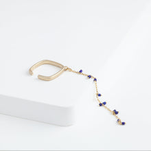 Load image into Gallery viewer, Syami hanging lapis lazuli chain ear cuff
