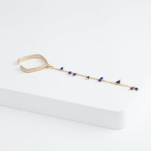Load image into Gallery viewer, Syami hanging lapis lazuli chain ear cuff
