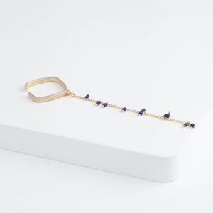 Syami hanging lapis lazuli chain ear cuff