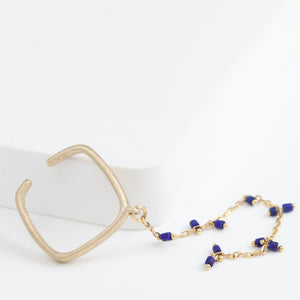 Syami hanging lapis lazuli chain ear cuff
