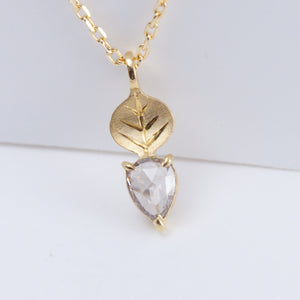Leaf one-of-a-kind pear champagne diamond necklace