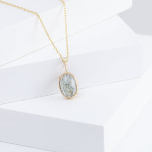 Gallery oval moss aquamarine necklace B