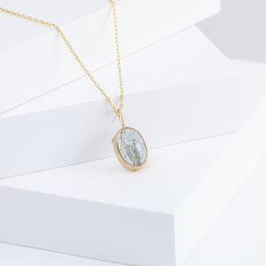 Gallery oval moss aquamarine necklace B
