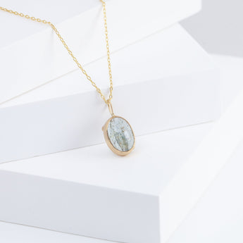 Gallery oval moss aquamarine necklace B