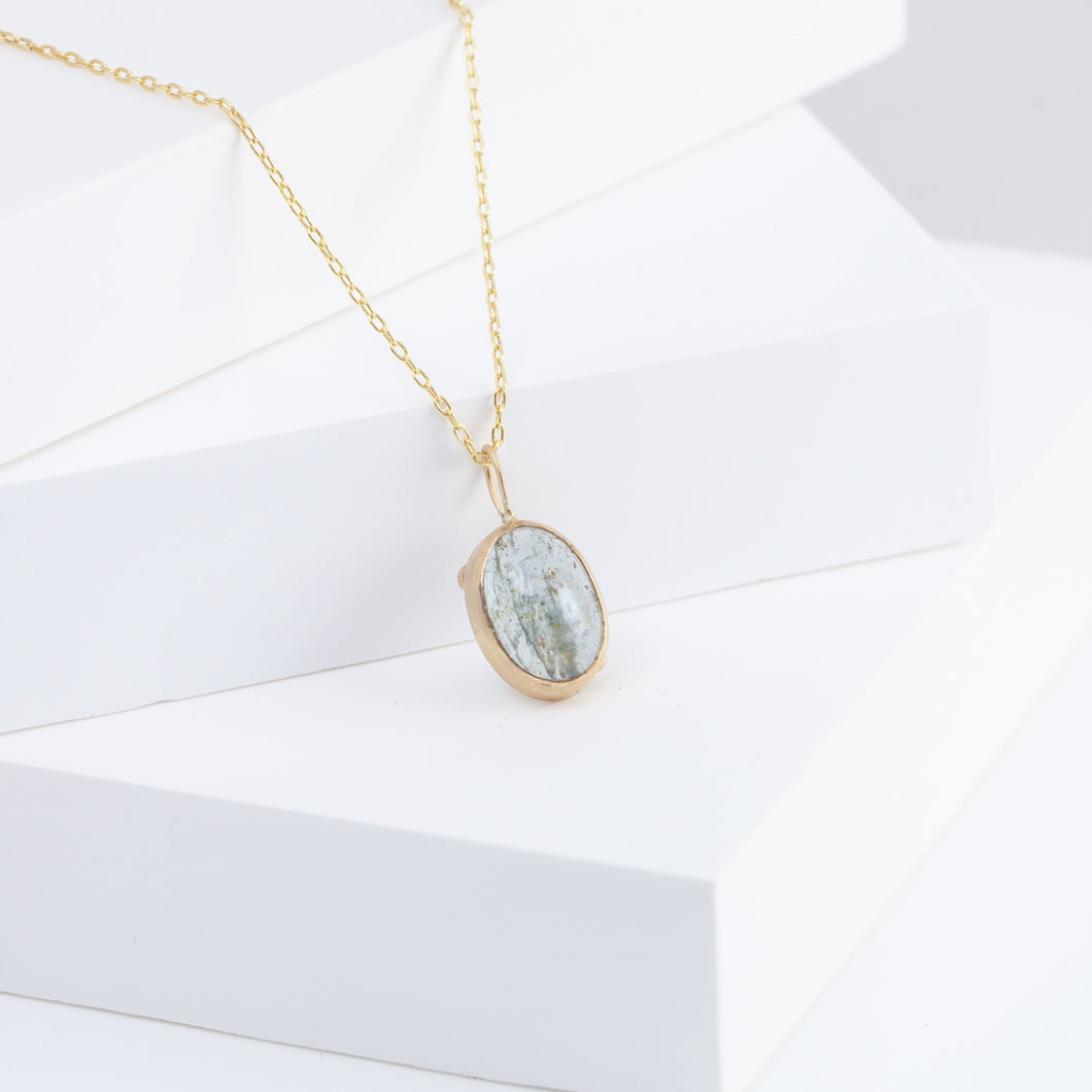 Gallery oval moss aquamarine necklace B