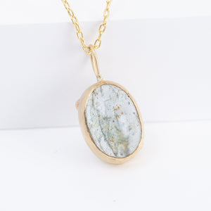 Gallery oval moss aquamarine necklace B