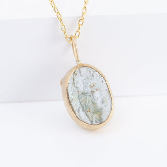 Gallery oval moss aquamarine necklace B