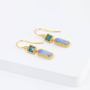 One-of-a-kind tourmaline and boulder opal earrings
