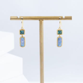One-of-a-kind tourmaline and boulder opal earrings
