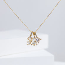 Load image into Gallery viewer, Tiny pear rainbow moonstone and diamond necklace
