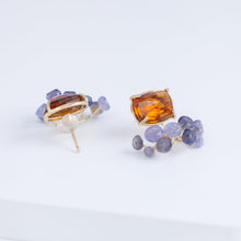 Load image into Gallery viewer, Fairy prong hessonite garnet and mixed stone earrings
