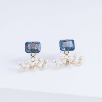 Fairy London blue topaz and pearl earrings