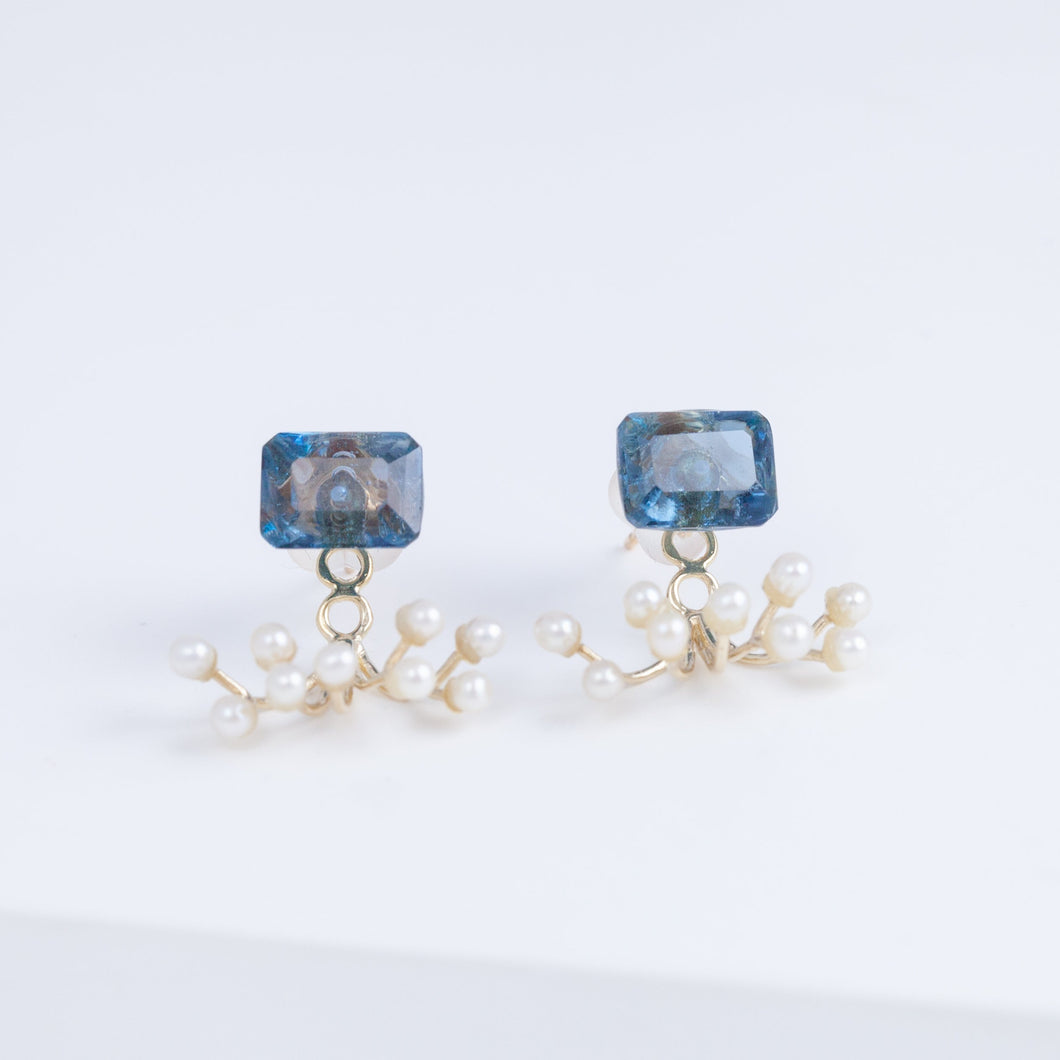 Fairy London blue topaz and pearl earrings