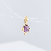 Load image into Gallery viewer, Tiny burgundy rectangular spinel and diamond necklace (with diamond bail)
