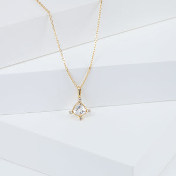 Tiny pear rainbow moonstone and diamond necklace