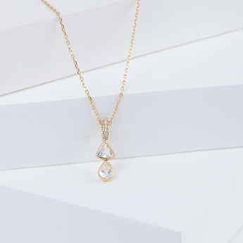 Tiny double rainbow moonstone necklace (with diamond bail)