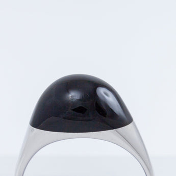 Mini rock round onyx ring - silver