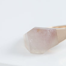 Load image into Gallery viewer, Mini rock crystal lithium in quartz ring - rose gold plated silver
