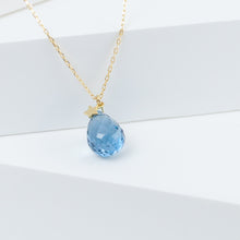 Load image into Gallery viewer, Blue topaz briolette smiley necklace
