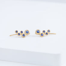 Load image into Gallery viewer, Puff small gradation blue sapphire climber earring
