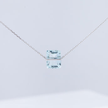 Band one-of-a-kind platinum rectangular aquamarine necklace