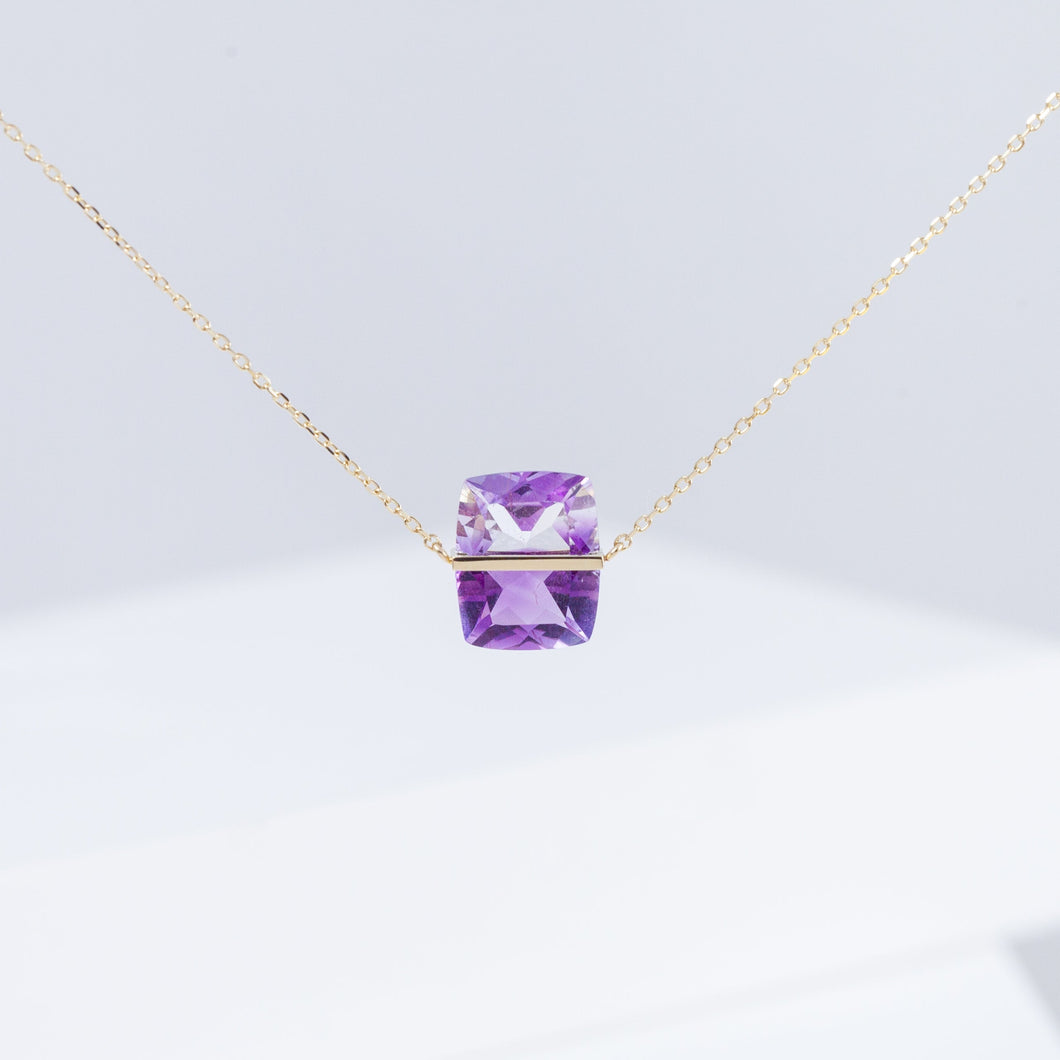 Band one-of-a-kind bi-color amethyst necklace