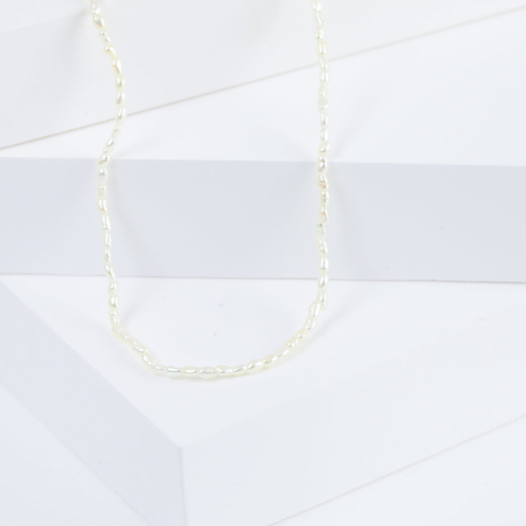 Sazare small creamy akoya pearl necklace (#0433)