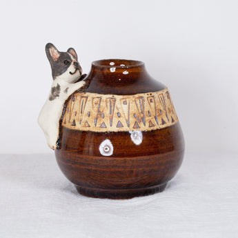 Yukurite - Ceramic small vase with frenchie