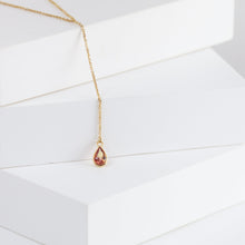 Load image into Gallery viewer, Gemstone orange sapphire center chain necklace

