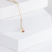 Load image into Gallery viewer, Gemstone orange sapphire center chain necklace
