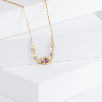 Gemstone pink and white sapphire necklace