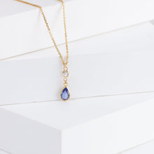 Load image into Gallery viewer, Gemstone blue sapphire drop necklace
