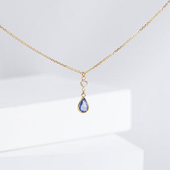 Gemstone blue sapphire drop necklace