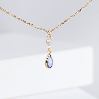 Gemstone blue sapphire drop necklace