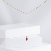 Load image into Gallery viewer, Gemstone orange sapphire center chain necklace
