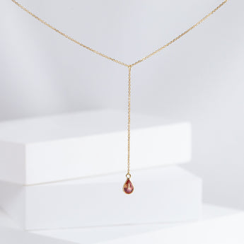 Gemstone orange sapphire center chain necklace