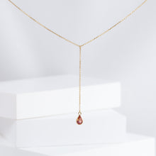 Load image into Gallery viewer, Gemstone orange sapphire center chain necklace
