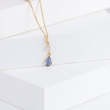 Load image into Gallery viewer, Gemstone blue sapphire drop necklace
