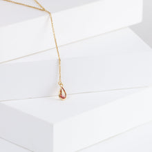 Load image into Gallery viewer, Gemstone orange sapphire center chain necklace
