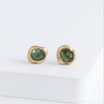 Nugget green tourmaline studs