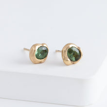 Load image into Gallery viewer, Nugget green tourmaline studs
