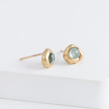 Load image into Gallery viewer, Petite Yui green tourmaline studs
